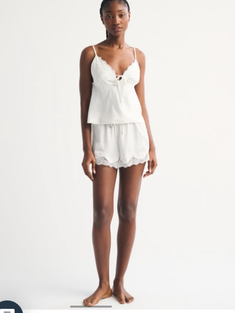 Abercrombie Lace and Satin Sleep Cami & Short - White